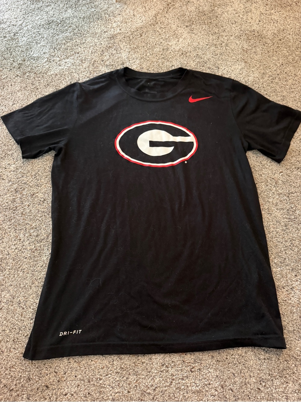 Nike Black Short-Sleeve Dri-FIT Tee with Red & White Georgia G Logo
